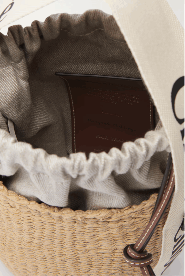 Chloé Woody Small Leather Raffia Basket Bag - Image 2