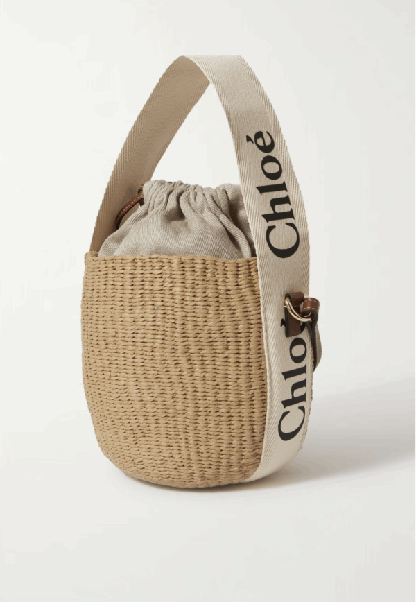 Chloé Woody Small Leather Raffia Basket Bag - Image 4